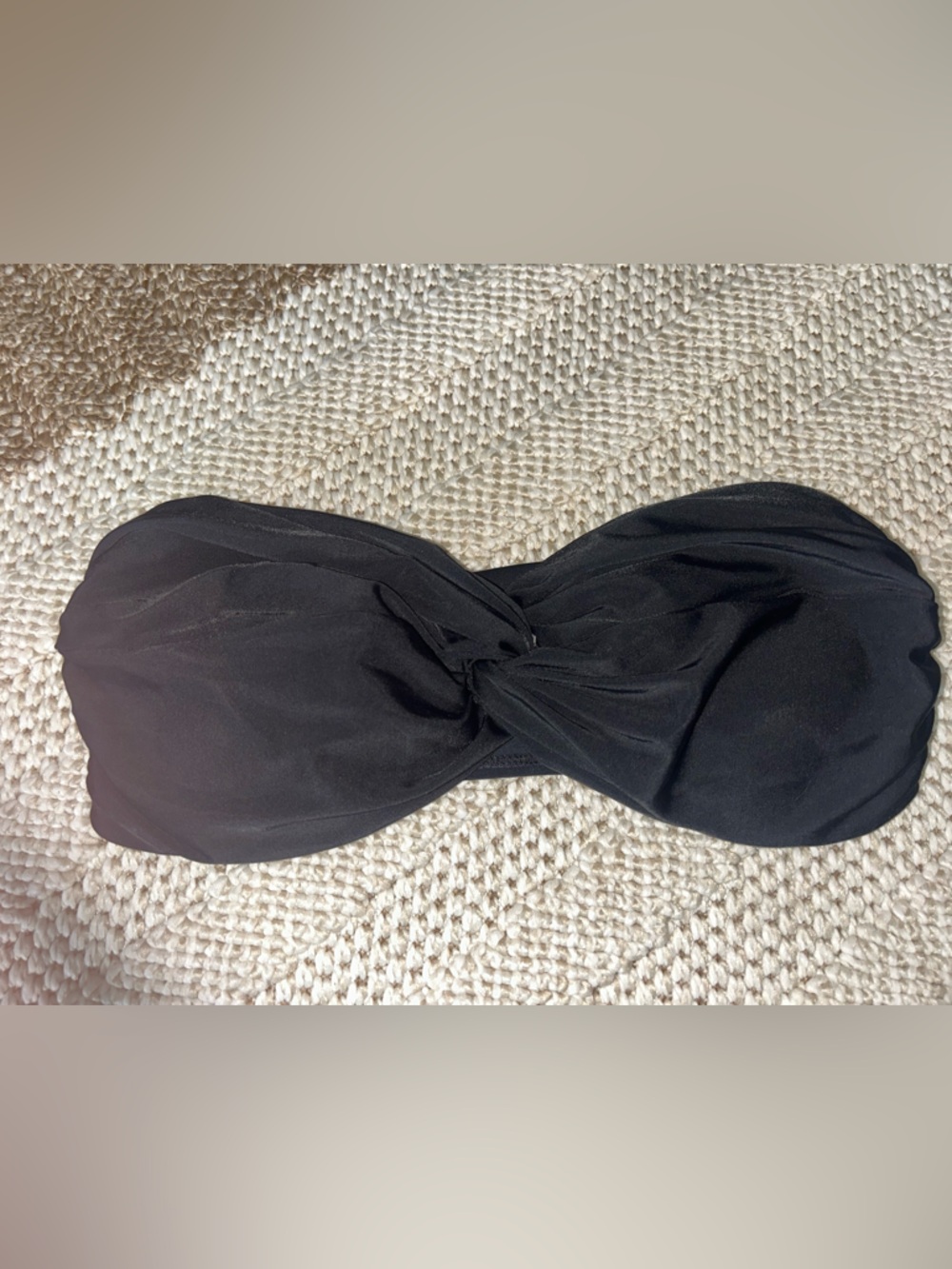 Strapless Black Twist-Front Bandeau Bikini Top